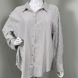 Bailey 44 White Shirt with Black Pinstripes
